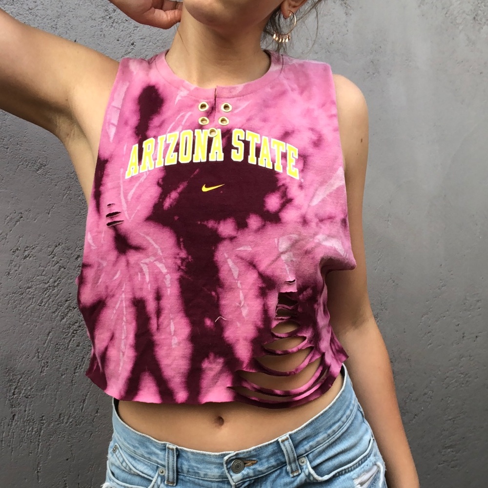 Nike Arizona State Pink Tie-Dye Cropped Tank